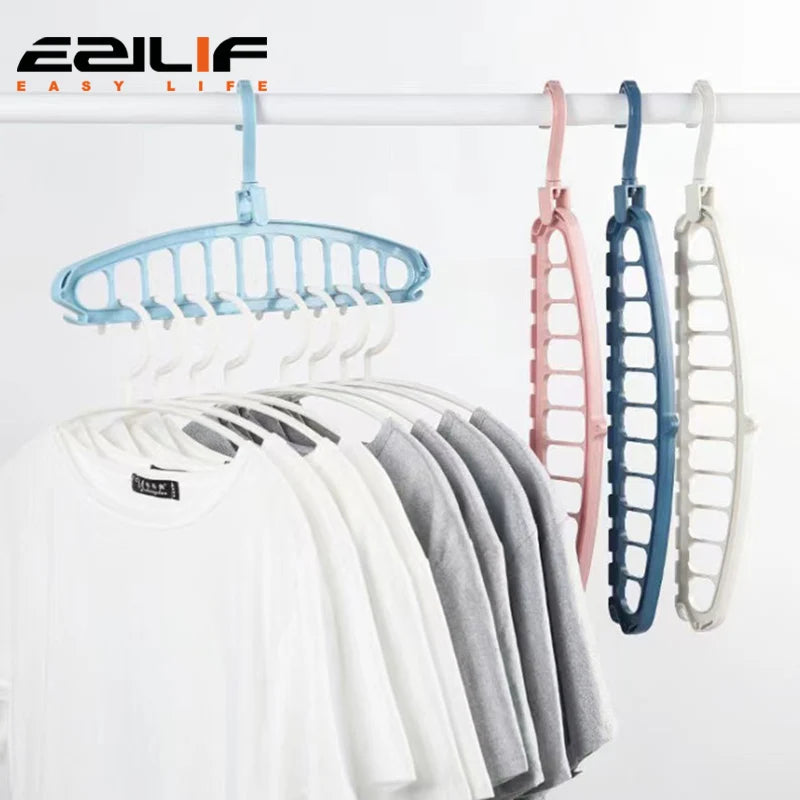 Foldable 11‑Hole Clothes Hanger Multi‑Layer Space‑Saving Closet Organizer Household Dorm Wardrobe Clothe Storage Rack Home Tool