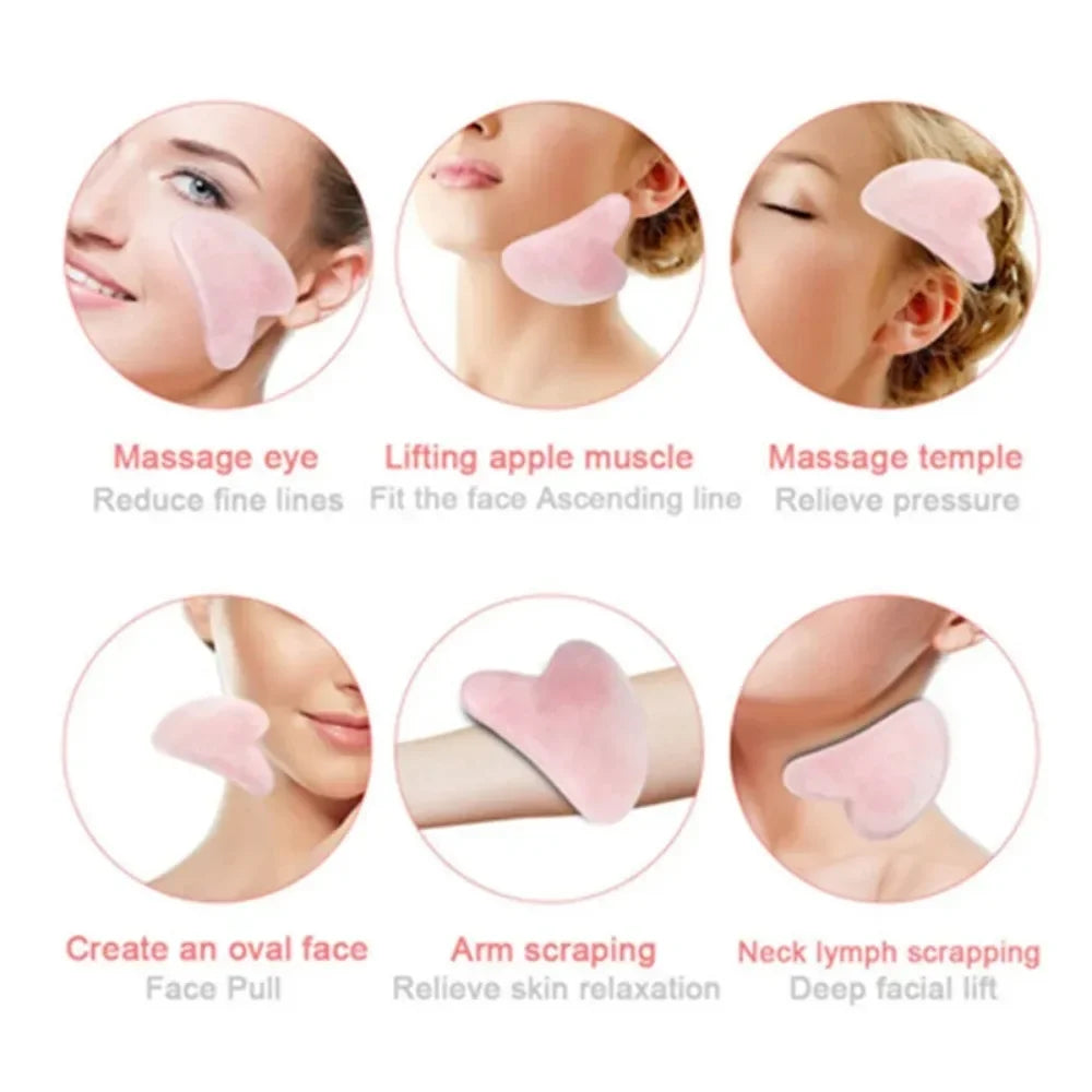Gua Sha Massage Board for Face Rose Pink Guasha Plate Resin Face SPA Massager Scrapers Tools for Face Neck Back Body Relaxation
