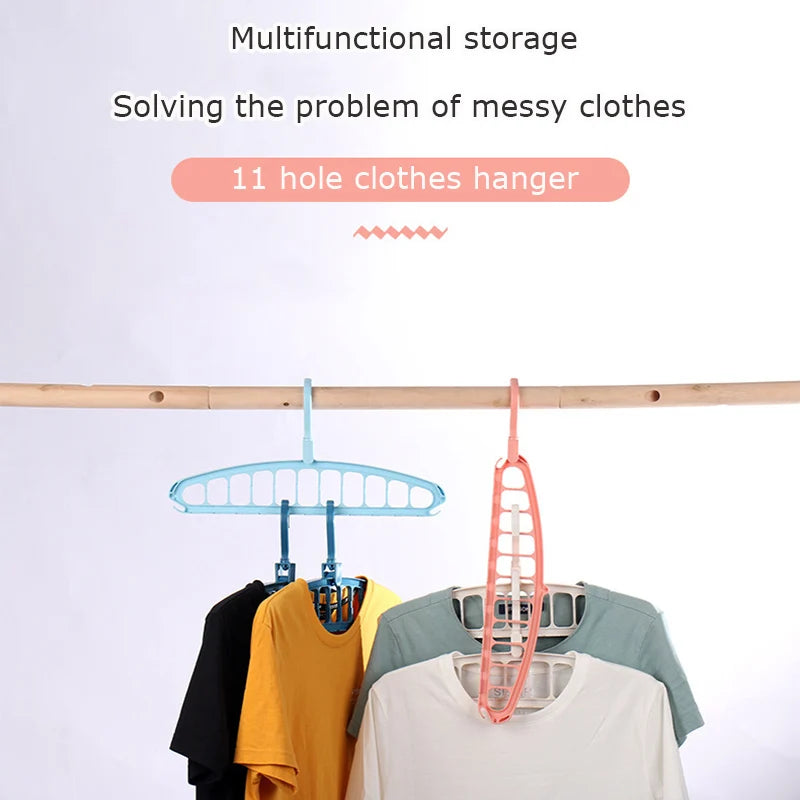 Foldable 11‑Hole Clothes Hanger Multi‑Layer Space‑Saving Closet Organizer Household Dorm Wardrobe Clothe Storage Rack Home Tool